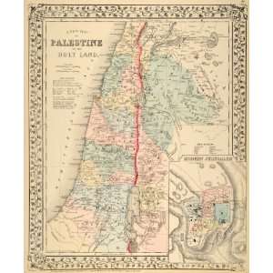   Map Palestine Holy Land Jerusalem City Antique   Original Print Map