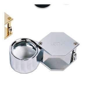  Large Silver tone 10X Hex Triplet Loupe Jewelry