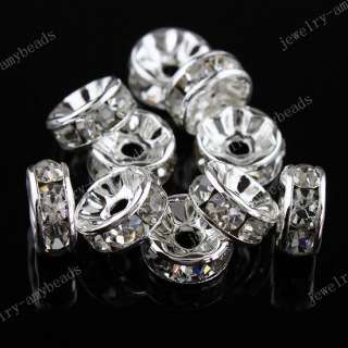 50PCS CLEAR CRYSTAL SPACER CHARM BEADS FINDINGS 8MM  