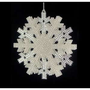  5 Winter Frost Beaded & Glittered Snowflake Christmas 