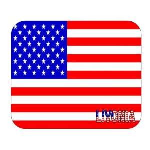  US Flag   Livonia, Michigan (MI) Mouse Pad Everything 