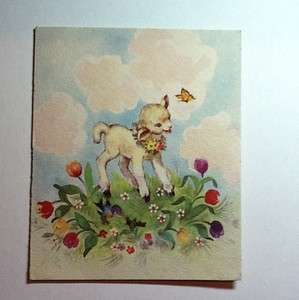 167  Vintage Gibson Easter Card Lamb on Flower Patch  
