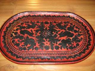NICE EARLY CHINESE CINNABAR LACQUER TRAY  