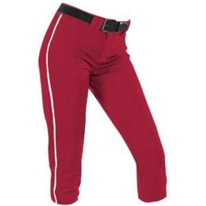 Womens 14Oz Low Rise Piped Pro Style Softball Pant 25 SCARLET/WHITE 