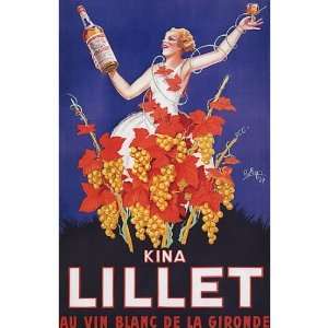  LILLET KINA WINE GRAPES GIRL VINTAGE POSTER CANVAS REPRO 
