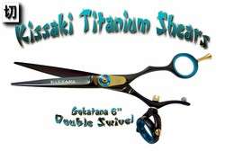 Kissaki 6 Black Blue DOUBLE SWIVEL Pro Hair Shears  