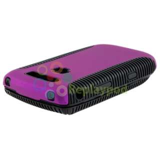 Black Purple Hybrid Case+Privacy SP+USB+Charger For Blackberry Torch 