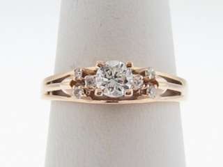 Estate 0.41ct Genuine Diamonds Solid 14k Rose Gold Engagement Ring 