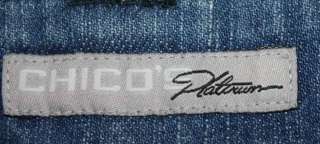 Chicos Platinum sz 1 (sz 8 ) Capri Stretch Womens Blue Jeans Denim 