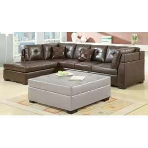   Sofa with Left Side Chaise in Brown Leatherette