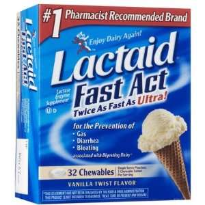 Lactaid Fast Act Lactase Enzyme Supplement Chewable Caplets Vanilla 