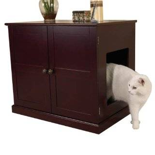Pet Studio MDF Litter Box Cat Cabinet, Mahogany