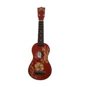 Gold Hibiscus (Brown Ukulele) Musical Instruments