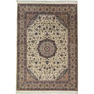  85 x 120 Ivory Hand Knotted Wool Royal Tabriz Rug