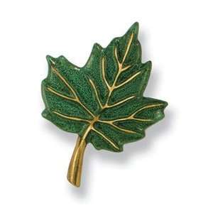  Maple Leaf Doorbell Ringer   Brass Green Patina