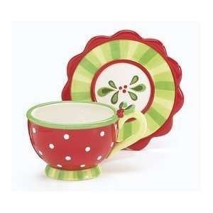  Holly and Berries Christmas Teacup and Saucer Set Festive 