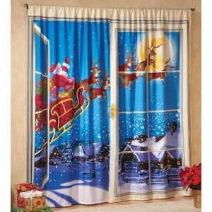   Christmas Curtain Santa & Reindeer By Collections Etc