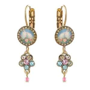  Negrin Dangle Earrings with Small Doves and Roses Bouquet Cameos 