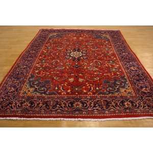  73 x 108 Red Persian Hand Knotted Wool Farahan Rug 