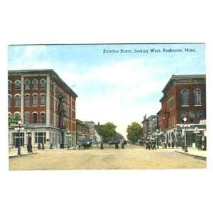   Zumbro St Looking West Postcard Rochester MN 1900s 