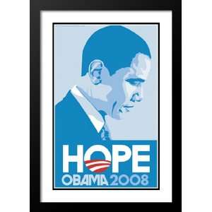  Barack Obama 32x45 Framed and Double Matted Profile, Blue Campaign 