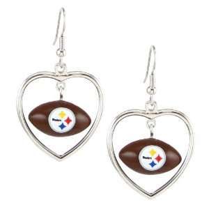   Steelers   NFL Mini Football Heart Pendant Earrings