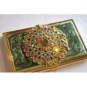  Green Jewels Jeweled Business Card Case