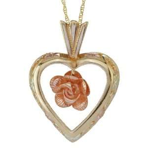  Coleman Black Hills Gold Heart with Rose Necklace Jewelry