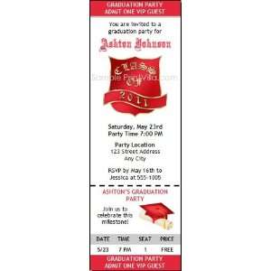 Red Crest Graduation Party Ticket Invitation Health 