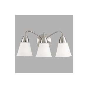  Three Light Brushed Nickel Etched Glass Fixture