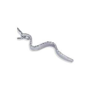    14k White Gold 0.15ct Round Diamond Snake Necklace Jewelry