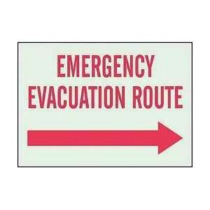 Sign,10x14,emergency Evacuation Route   BRADY  Industrial 