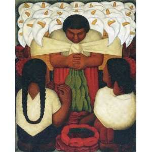   Oil Reproduction   Diego Rivera   32 x 40 inches   Flower Festival