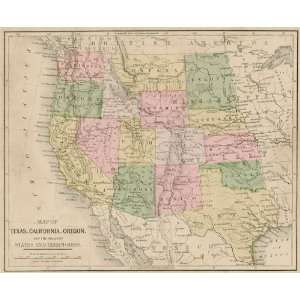  Cowperthwait 1871 Antique Map of Texas, California, Oregon 