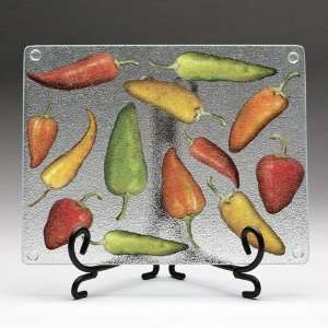 Hot Chili Peppers Tempered Glass Cutting Board with Easel