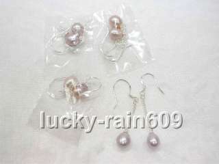 4PAIRS 7X8mm real lavender pearls dangle earrings s1516  