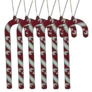  Washington State Cougars Candy Cane Ornament Set   NCAA College 