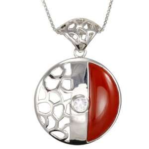   Screen Round Platinum Overlay CAREFREE Sterling Silver Pendant