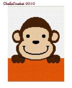 Hang on Monkey Baby Afghan Crochet Pattern Graph 100st  