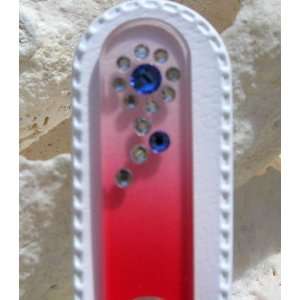  Crystal glass nail file with Swarovski designs   Red daisy 