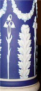 Cobalt Wedgwood Jasperware Spill Vase Acanthus Leaves & Lily of the 