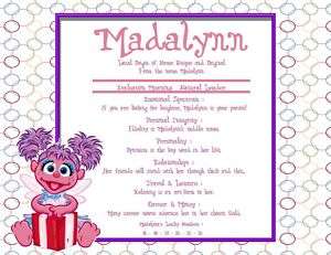 Abby Cadabby Personalized First Name Meaning Room Print  