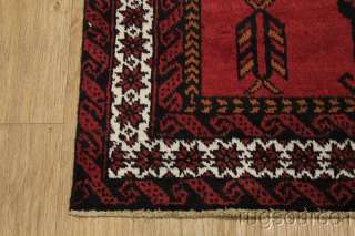 50 YEARS OLD ANTIQUE RED 4X6 BALOUCH PERSIAN ORIENTAL AREA RUG WOOL 
