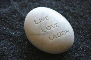 Live Love Laugh Engraved White Stone Inspirational Word  