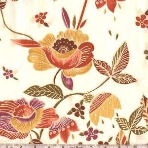  58 Wide 100% Printed European Linen Floral Ecru Fabric 