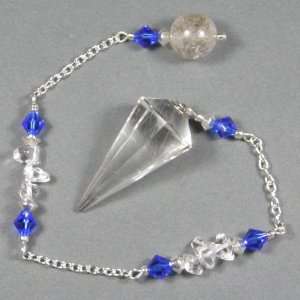  Rutilated Clear Quartz Faceted Crystal Pendulum with Clear 