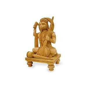  NOVICA Wood statuette, Gracious Hanuman