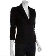 style #316356401 black cotton blend single button ruched sleeve Ava 