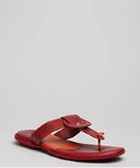 Hogan red leather loop thong sandals style# 318302501
