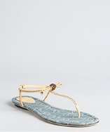 Gucci beige leather bamboo knot thong sandals style# 319233401